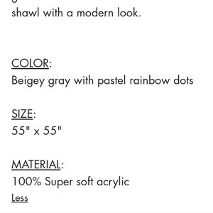 Super soft 100% polyester scarf. Beautiful greys with pastel rainbow dot pattern